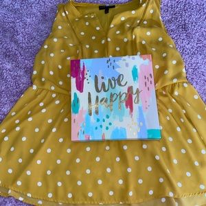 Lane Bryant Yellow Polka-Dot V-Neck Peplum Blouse